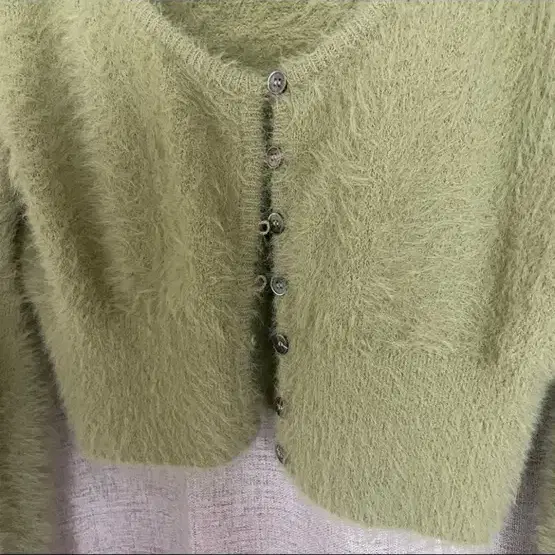 페인오어플레져 Rabita fur cardigan light green