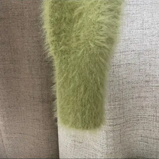 페인오어플레져 Rabita fur cardigan light green