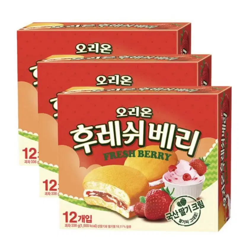 오리온 후레쉬베리 360g 12개입 3곽 무료배송 군것질 과자 빵