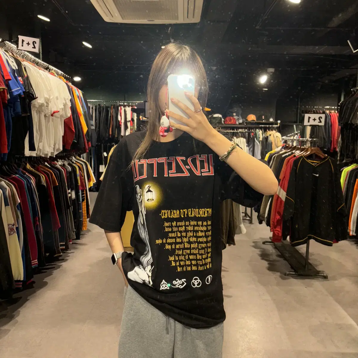 LED ZEPPLIN 레드 제플린 앞뒤 프린팅 디테일 반팔락티(L/XL)