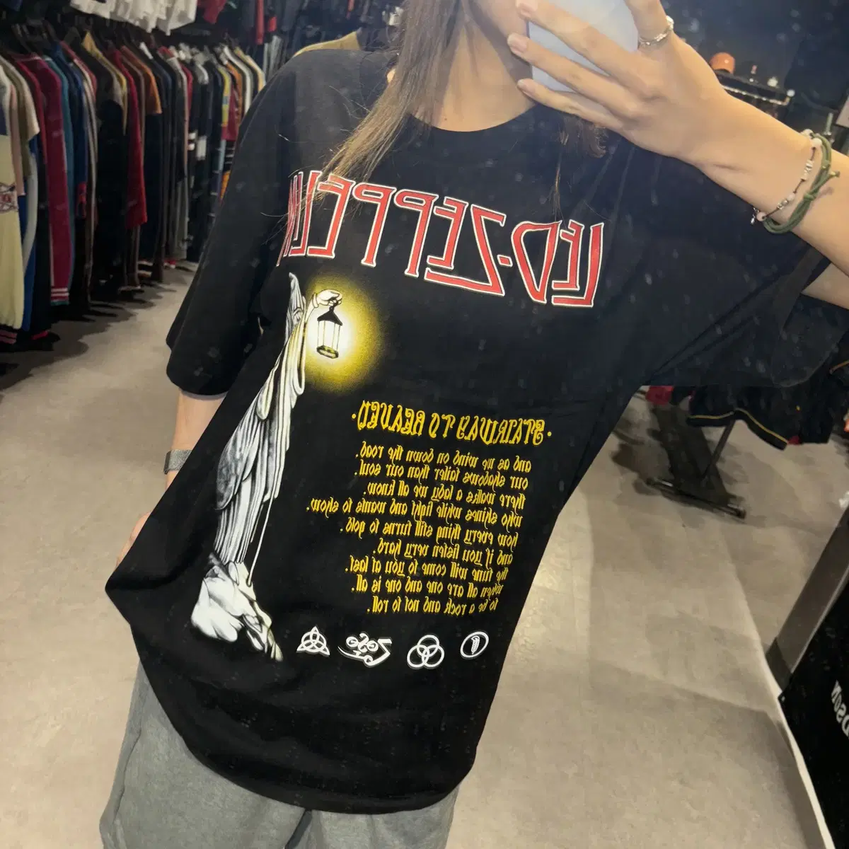 LED ZEPPLIN 레드 제플린 앞뒤 프린팅 디테일 반팔락티(L/XL)