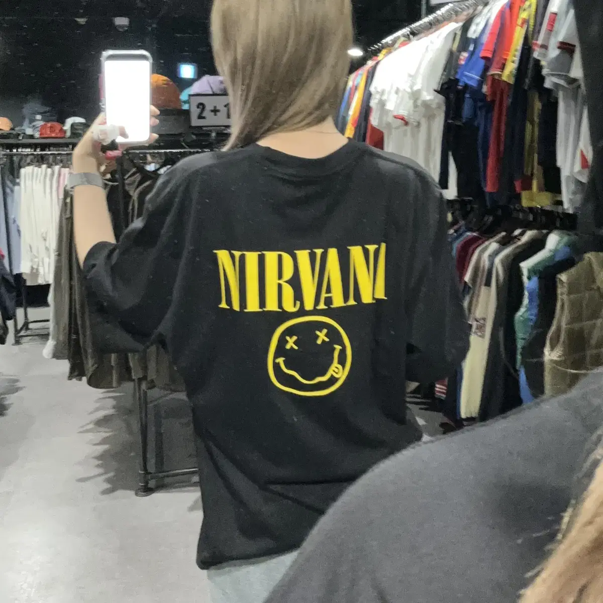 NIRVANA 너바나 스마일 프린팅 블랙 반팔 락밴드 티셔츠 (L/XL)