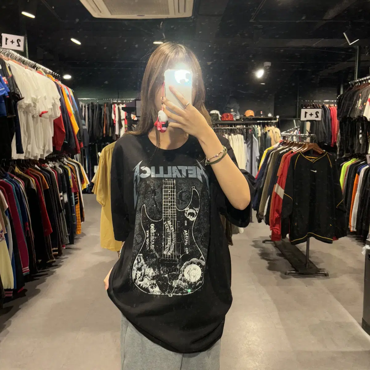 METALLICA 메탈리카 기타 프린팅 반소매 락밴드 티셔츠 (L/XL)