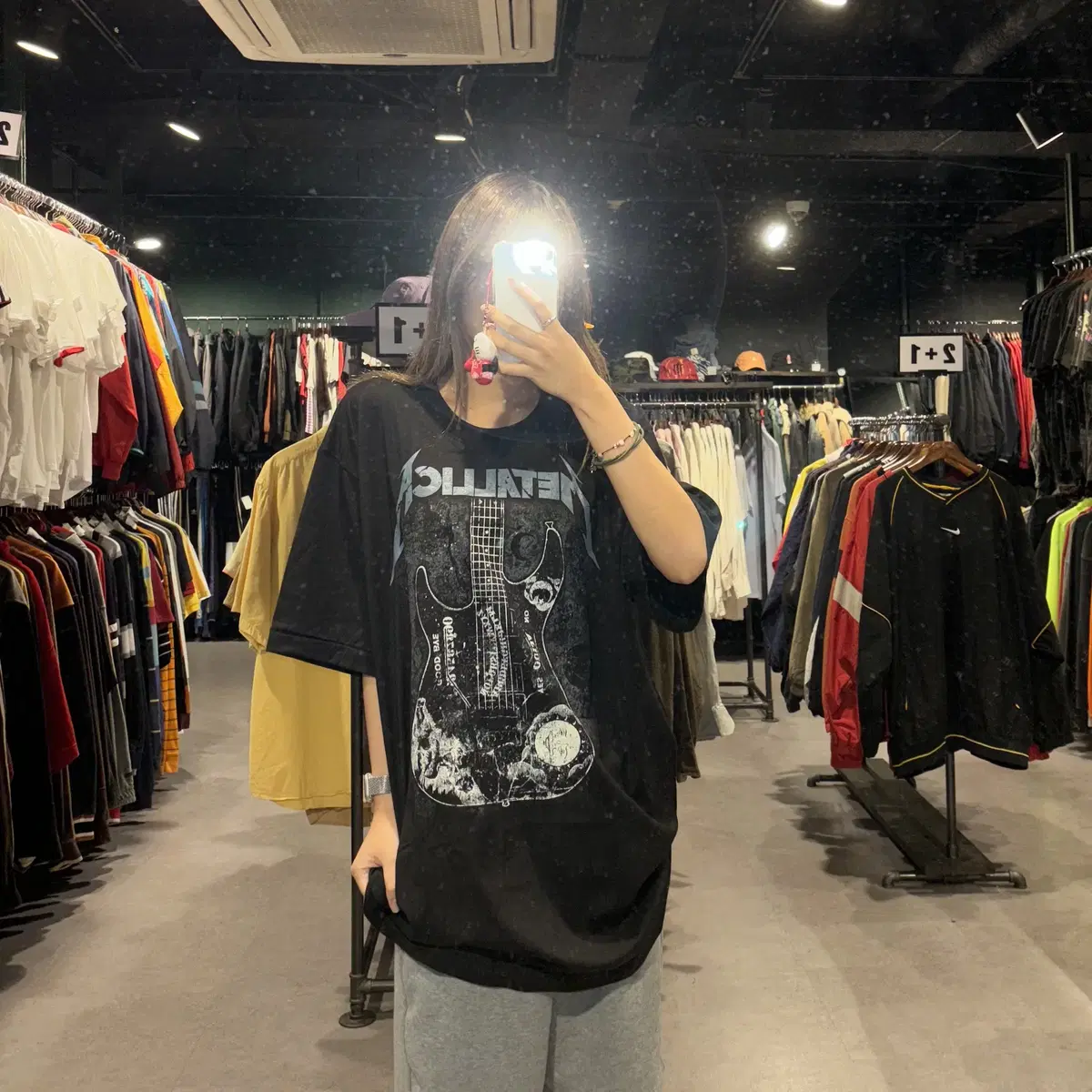 METALLICA 메탈리카 기타 프린팅 반소매 락밴드 티셔츠 (L/XL)