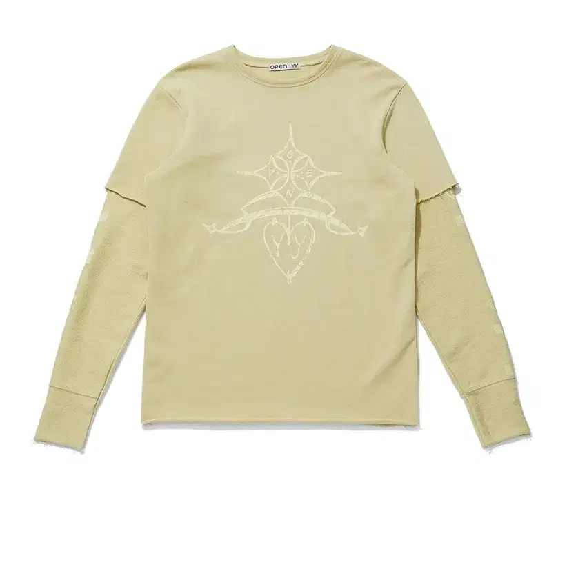 오픈와이와이 LAYERED EMBLEM T-SHIRT, YELLOW