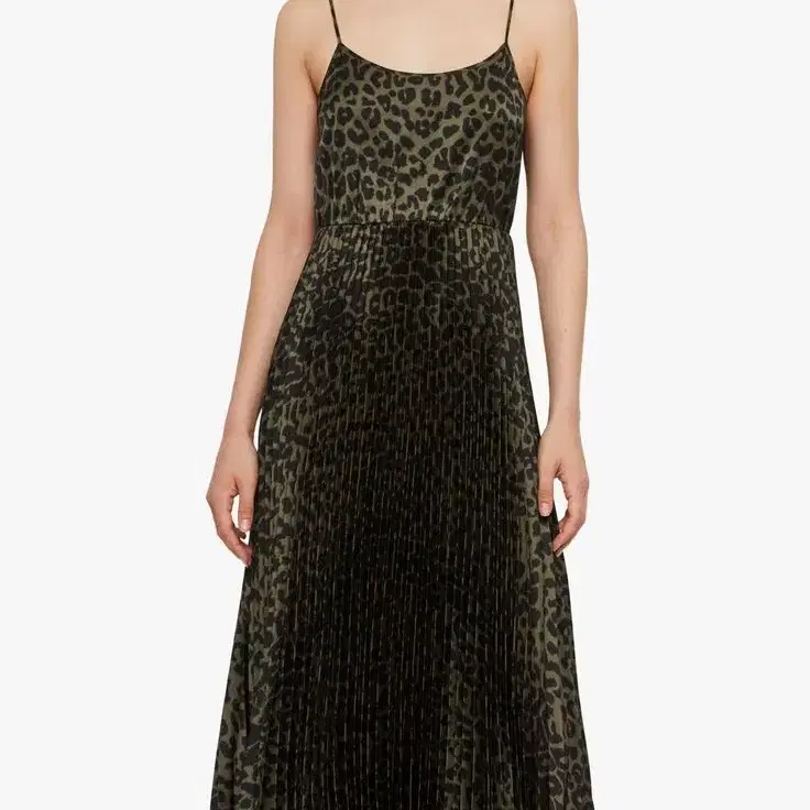 올세인츠Leowa Leopard Print Pleated Dress_차콜