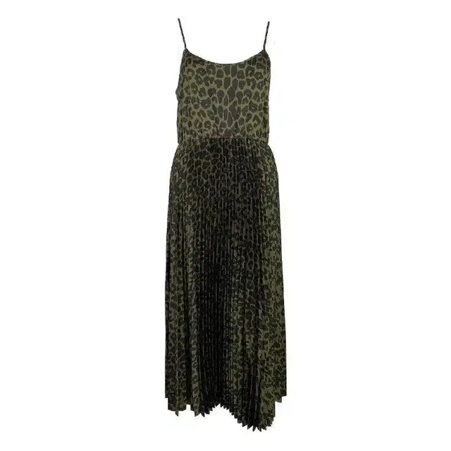 올세인츠Leowa Leopard Print Pleated Dress_차콜