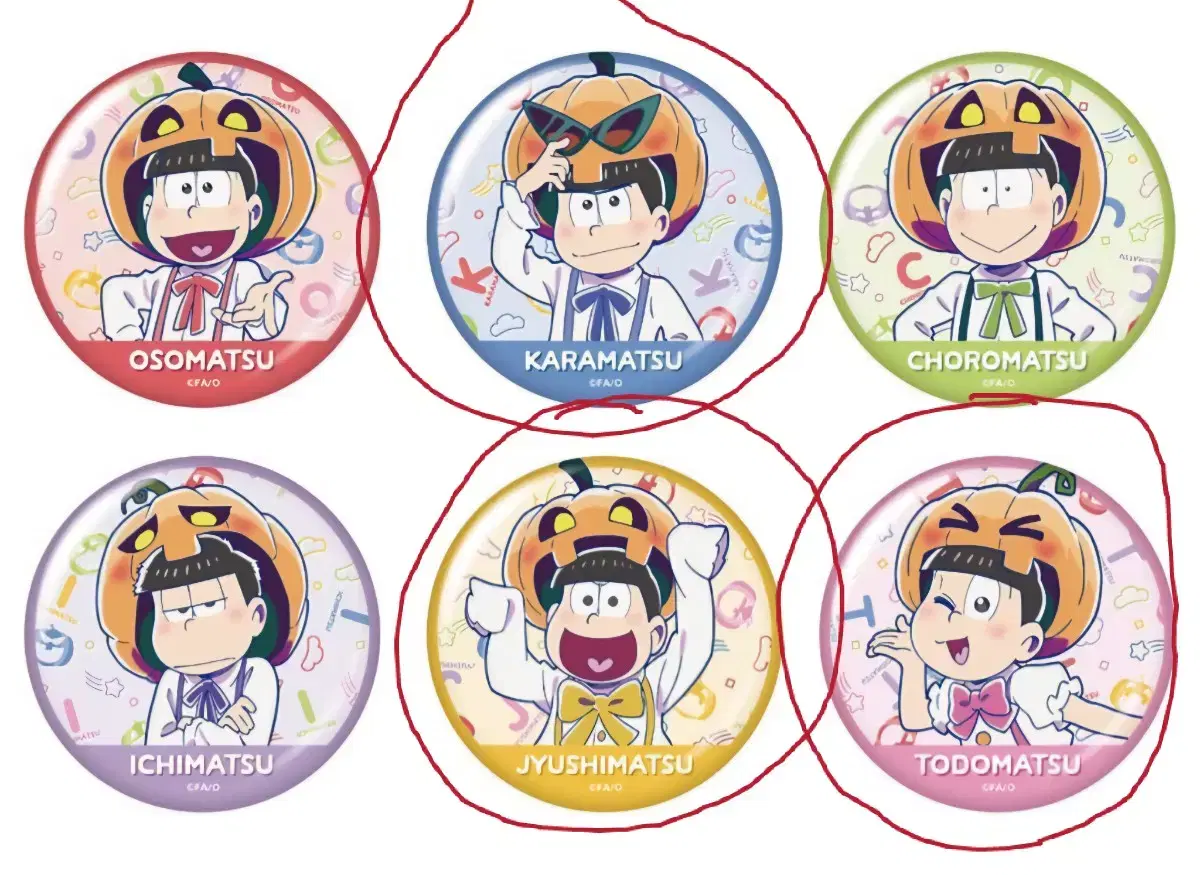 Osomatsu-san Can Badges (Karamatsu, Todomatsu, Jushimatsu)