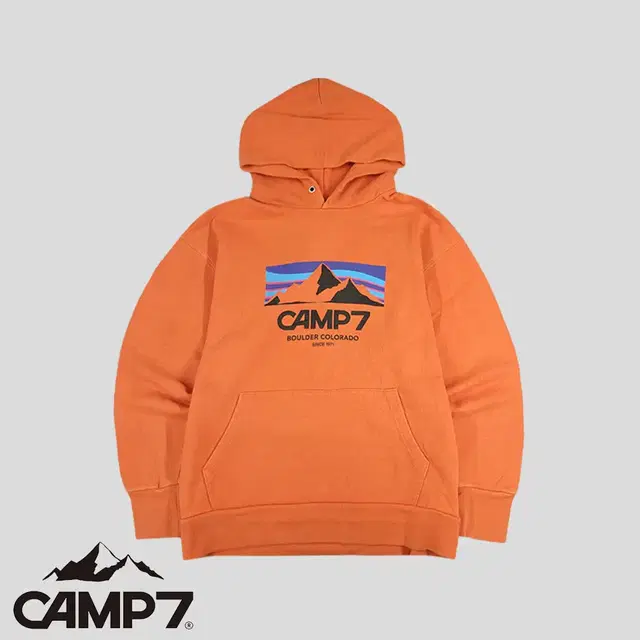 CAMP7 캠프7 오렌지 빅프린팅 헤비코튼100 후드 티셔츠 M