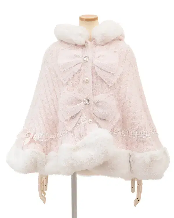 Feedback// LIZ LISA LIZ LISA Double Ribbon Knit Fur Poncho for Sale