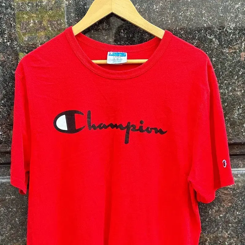 champion 챔피온 레드 반팔티셔츠