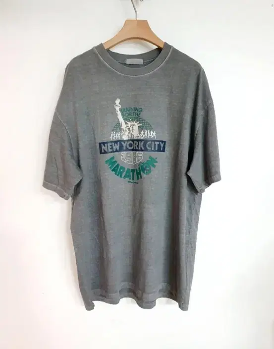 Men's Garment Dying Pigment Graphic Short-Sleeved T-Shirt-Grey (~Skinny 110)