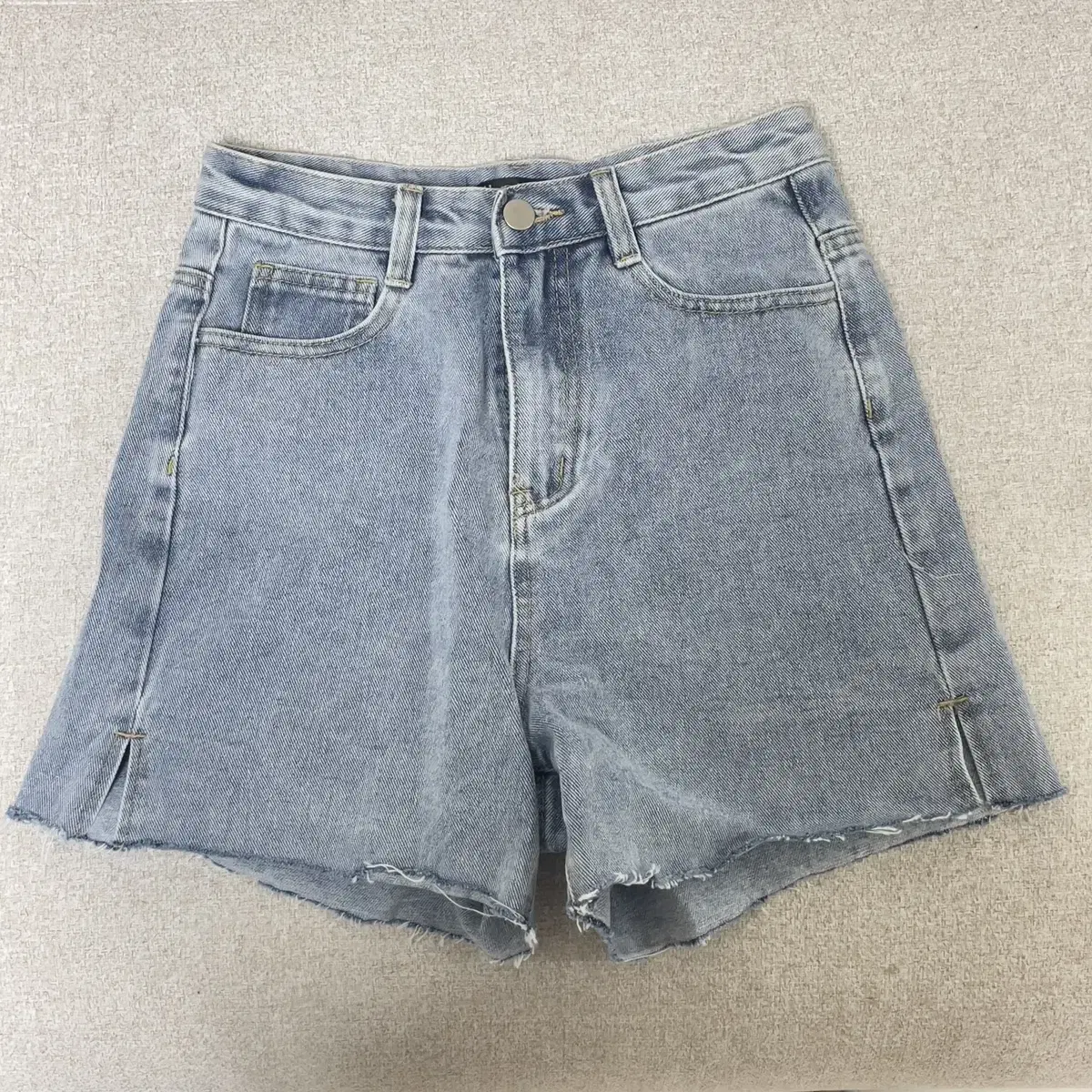 Sidestepped Denim Shorts