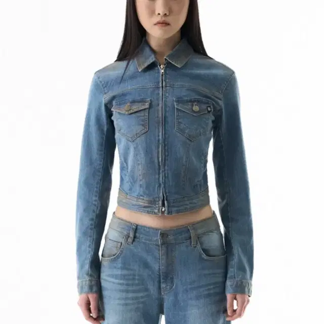 BADEE Metallic Denim Jacket Blue