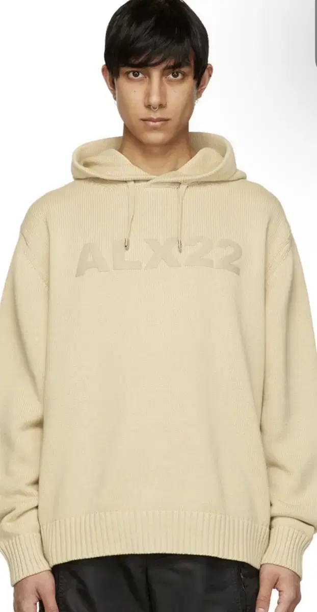 [S] Alix Logo Knit Hoodie Beige