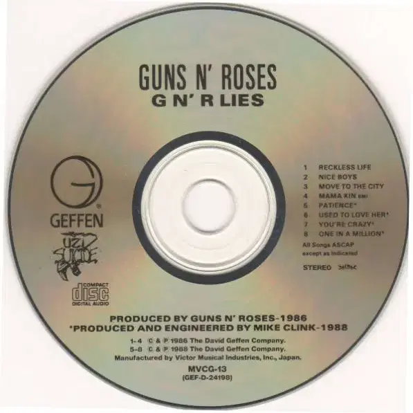 Guns N' Roses - G N' R Lies (CD) 일본반 EX+