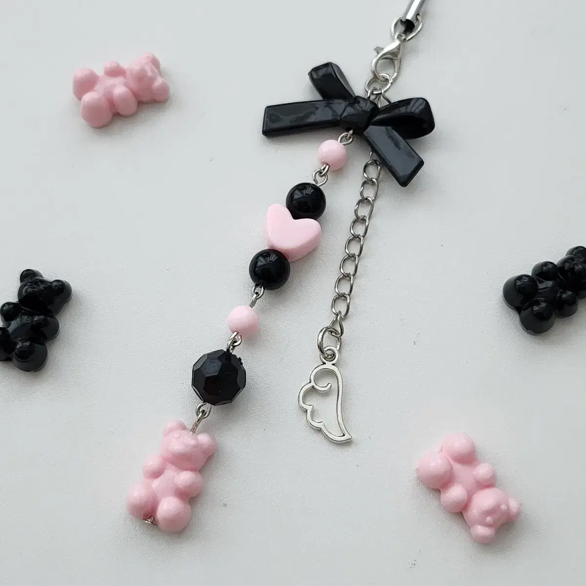 Black Pink Haribo Keyring Beads Keyring Handmade Keyring AirPods Keyring Mobile Phone Keyring