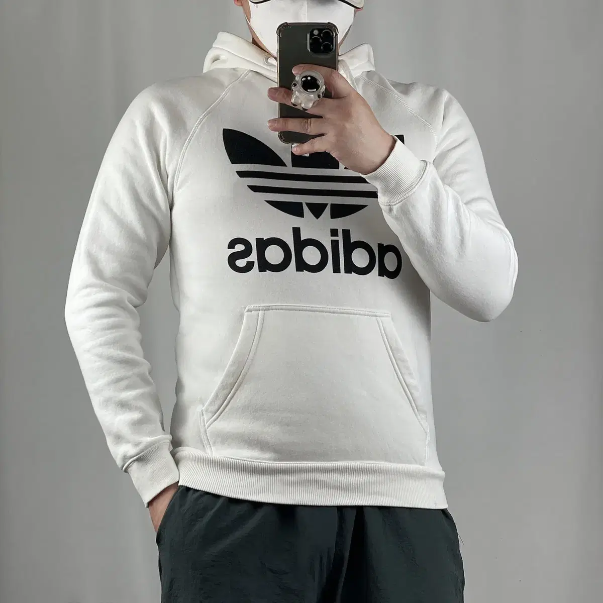 Adidas Original White Brushed Hoodie 95 .240420