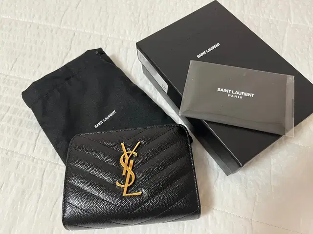 saint laurent 생로랑 지갑 (모노그램 지퍼 지갑)금장 블랙