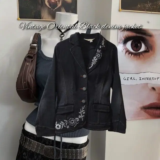 Vintage Oriental Black denim jacket