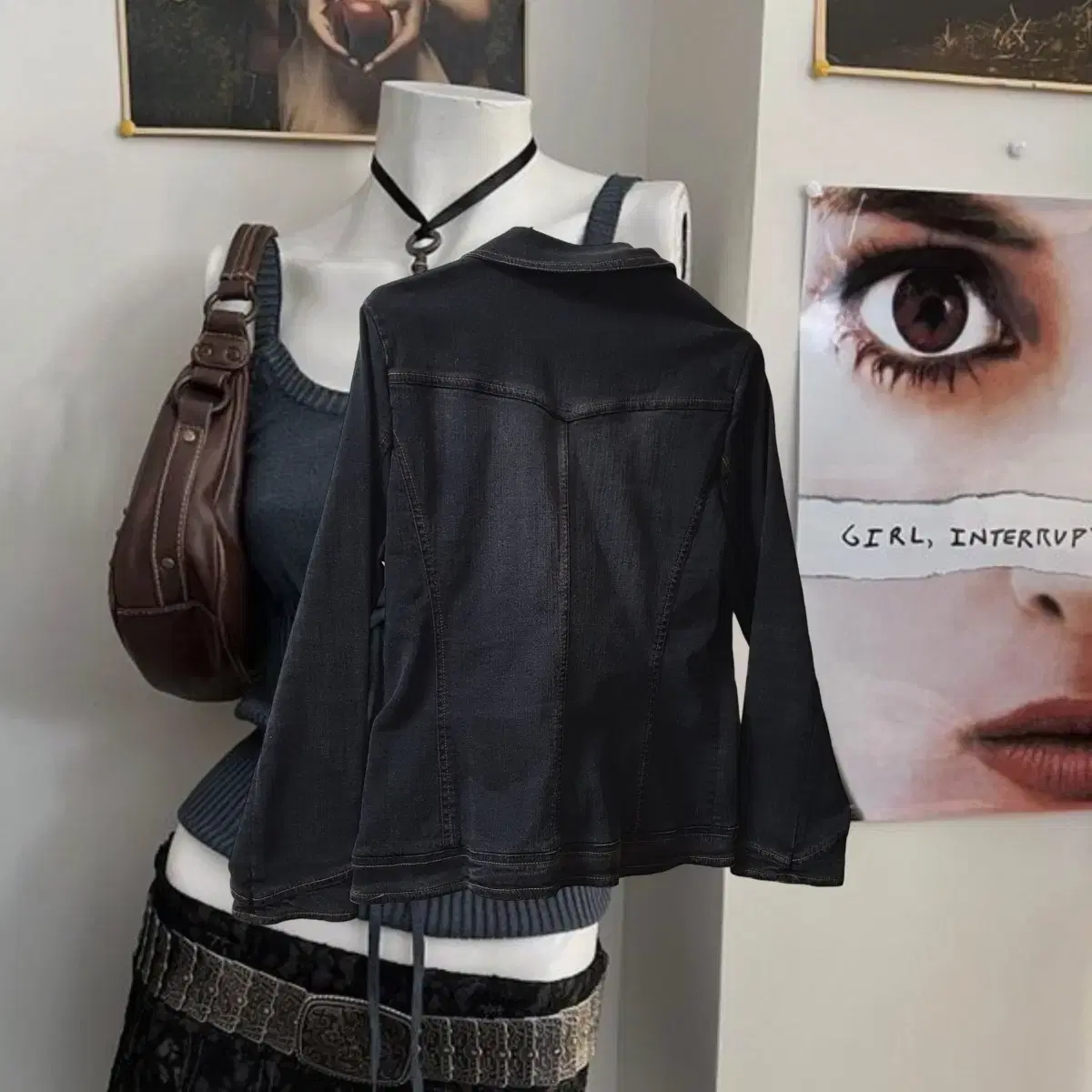 Vintage Oriental Black denim jacket