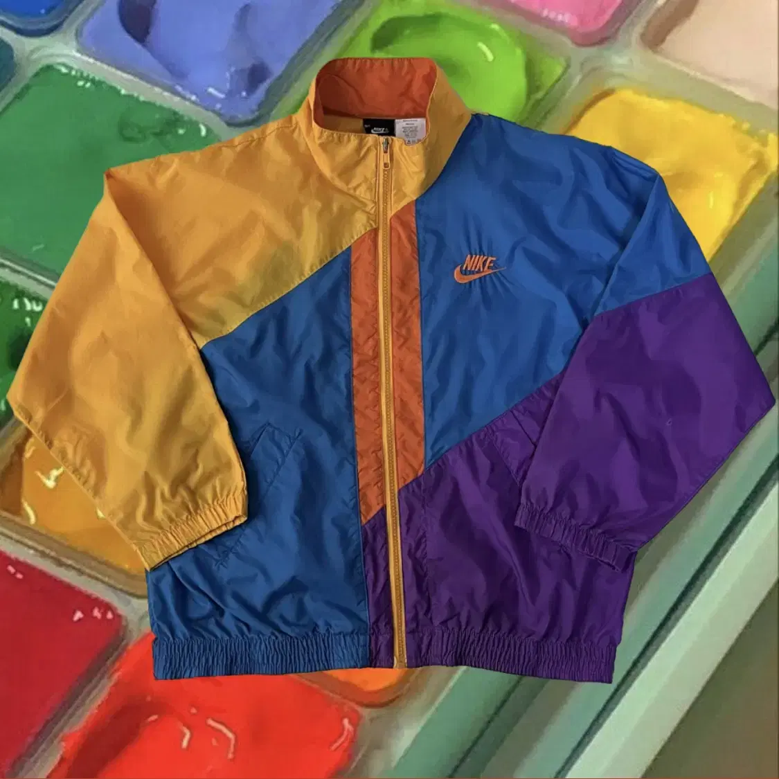 NIKE nylon 100% color block windbreaker