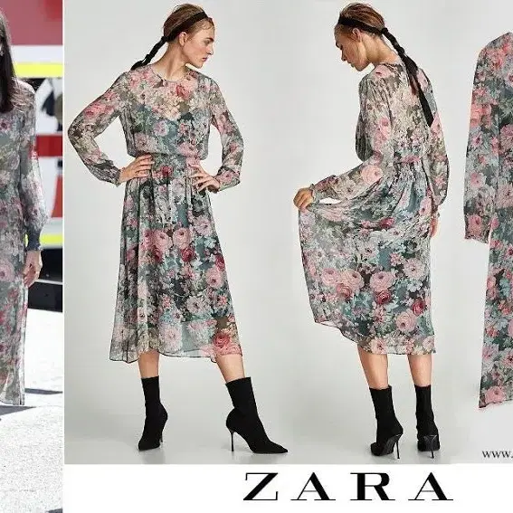 ZARA 자라 플로랄쉬폰원피스 플라워원피스