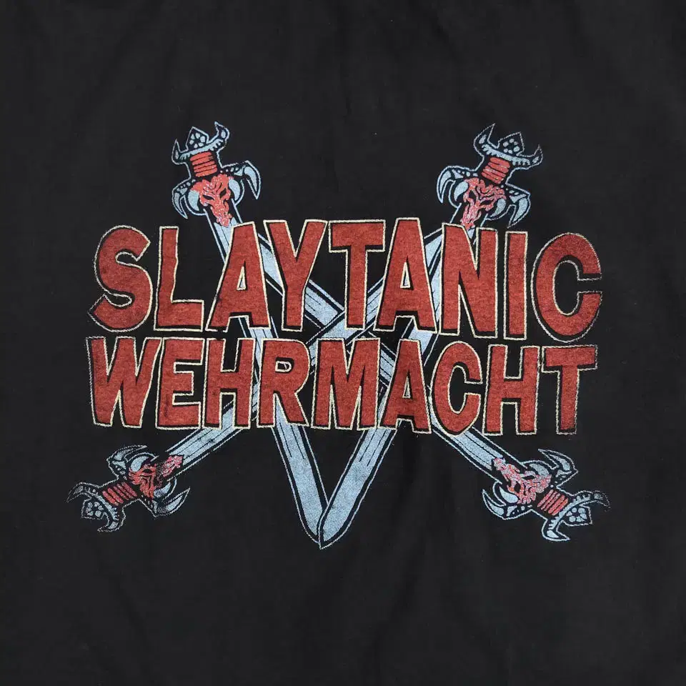 빈티지 블랙 SLAYTANIC WEHRMACHT 스컬 펑크 락시크 프린팅