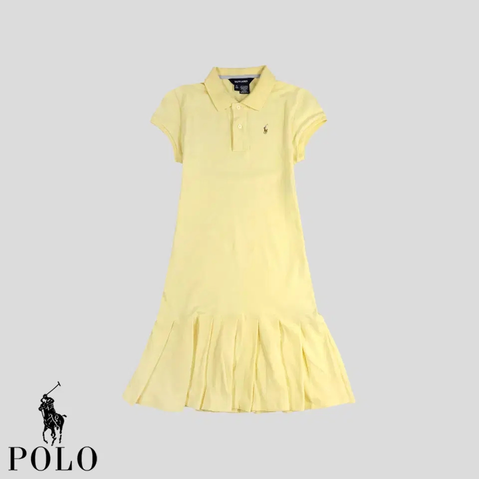 Polo Ralph Lauren Yel Multipony Kara Neck PK Pleated Cotton ONEPIECE WOMANS