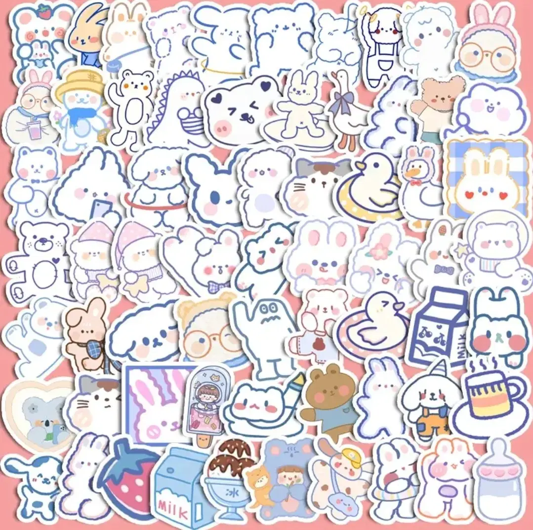 90Pcs Bunny.Bear.Animal.Sayings.Embrace.Incut.Stickers