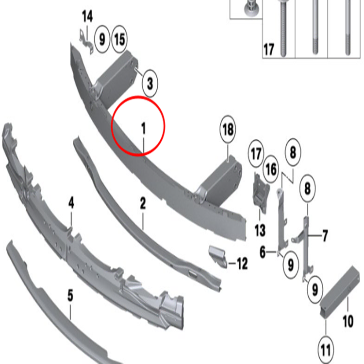 BMW F01 02 7시리즈 51117183853 앞범퍼 레일 브라켓