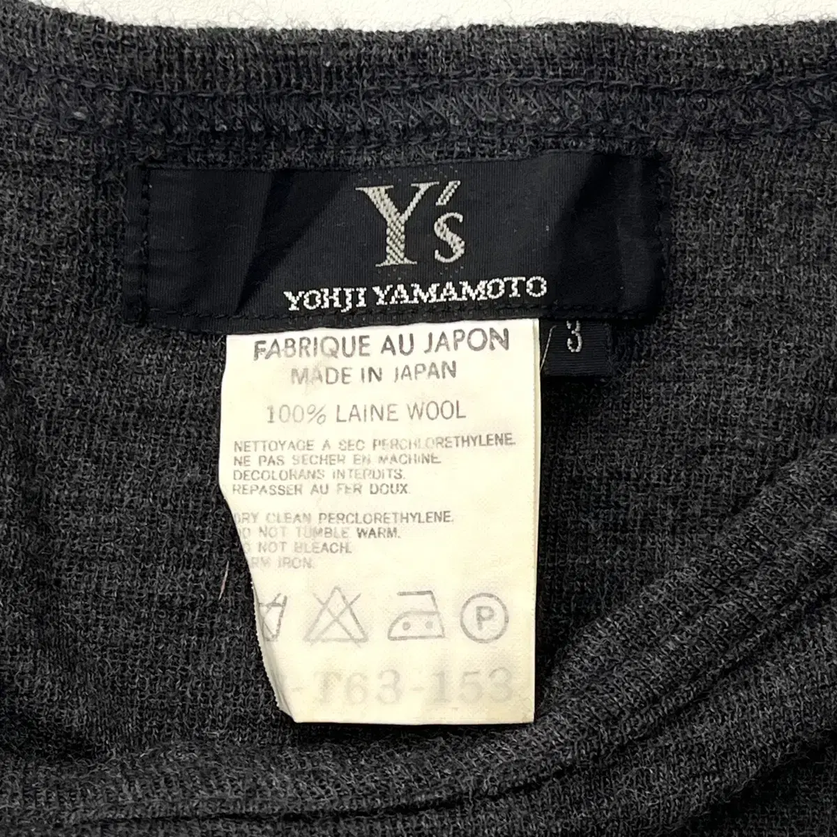 (중고)Yohji yamamoto 요지 야마모토 양모 레글런 크롭 긴팔티