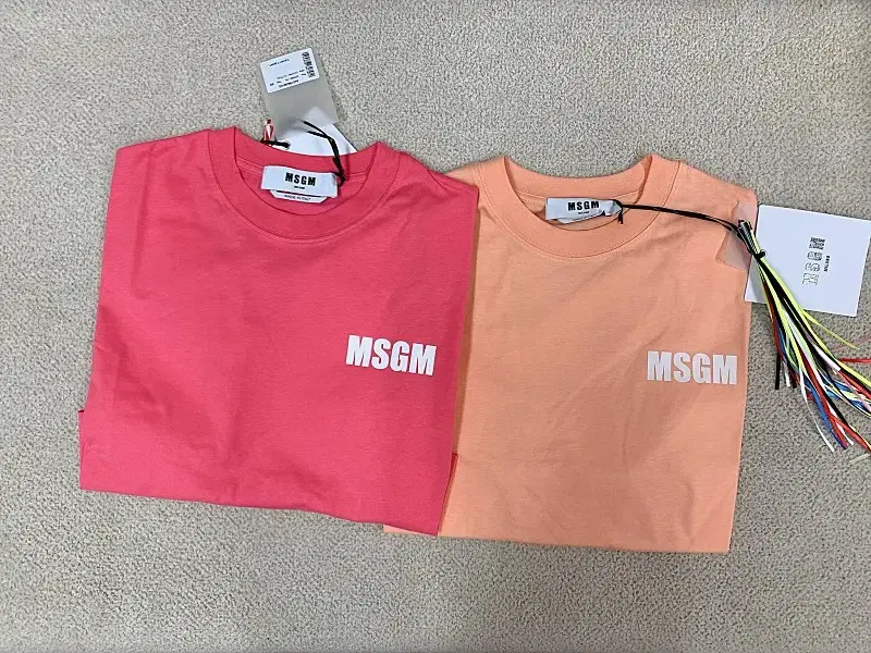 (정품/새상품) MSGM 여성 핑크/살구 2컬러 로고 프린트 크롭반팔티