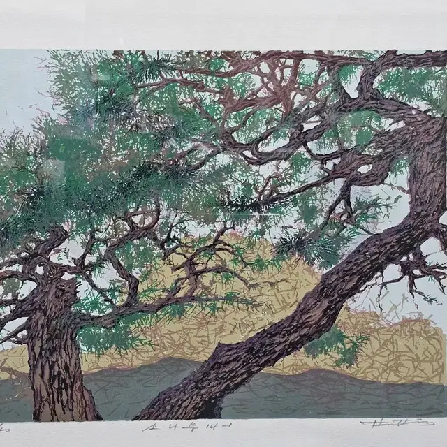 판화 소나무  40/50  40X37cm