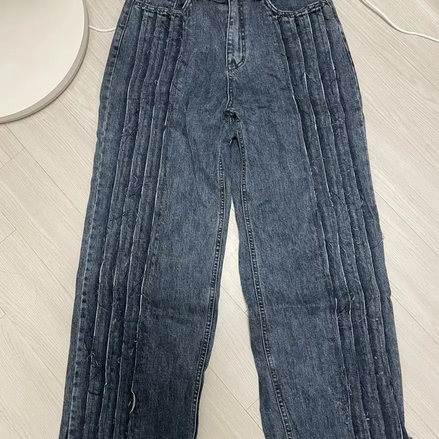 마뗑킴 크링클 데님팬츠 crinkle denim pants in blue