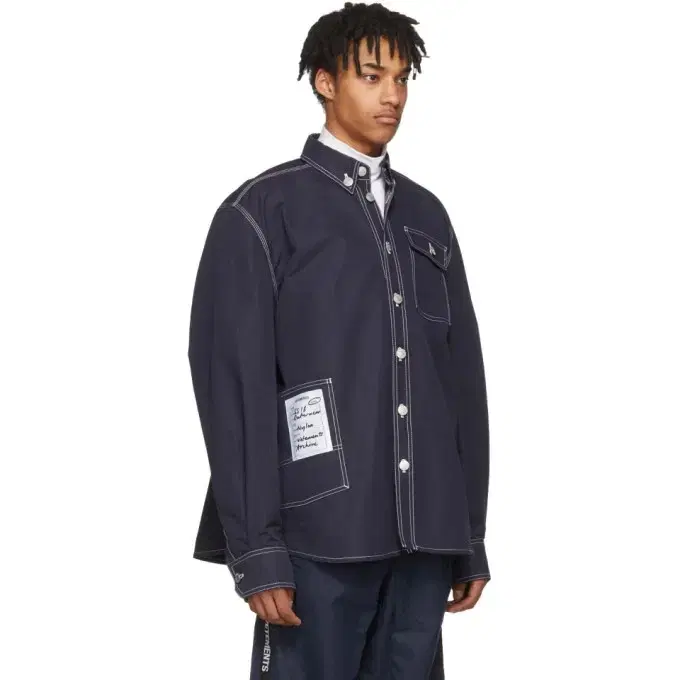 [XS] Vetements VETEMENTS 18ss Patchwork Shirt Navy