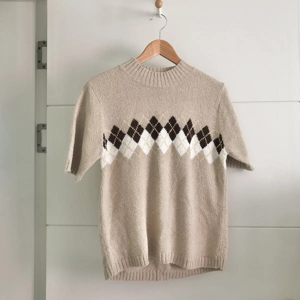 Vintage vahn short-sleeved argyle knit cozy