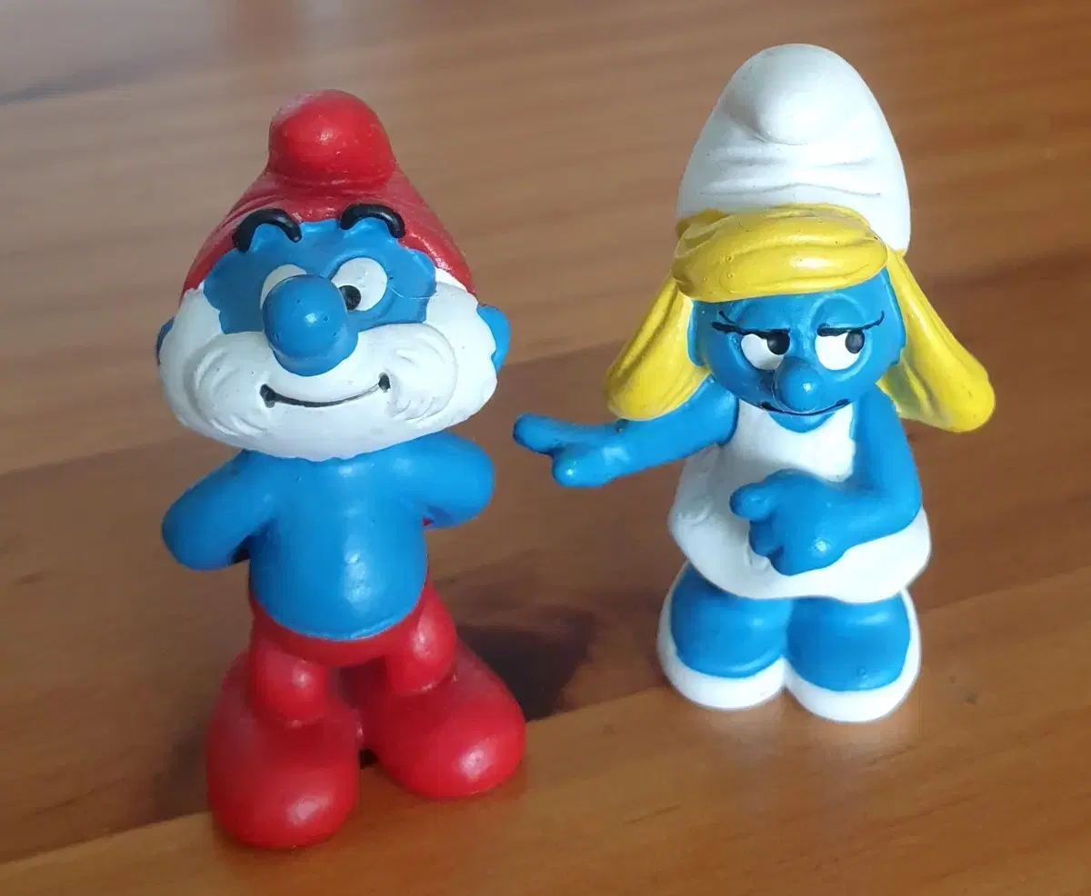 Two Smurf figures. Made in Germany.