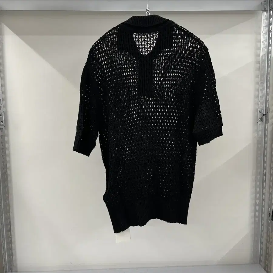 유스 - Net Knit Collar T-Shirt (Black)