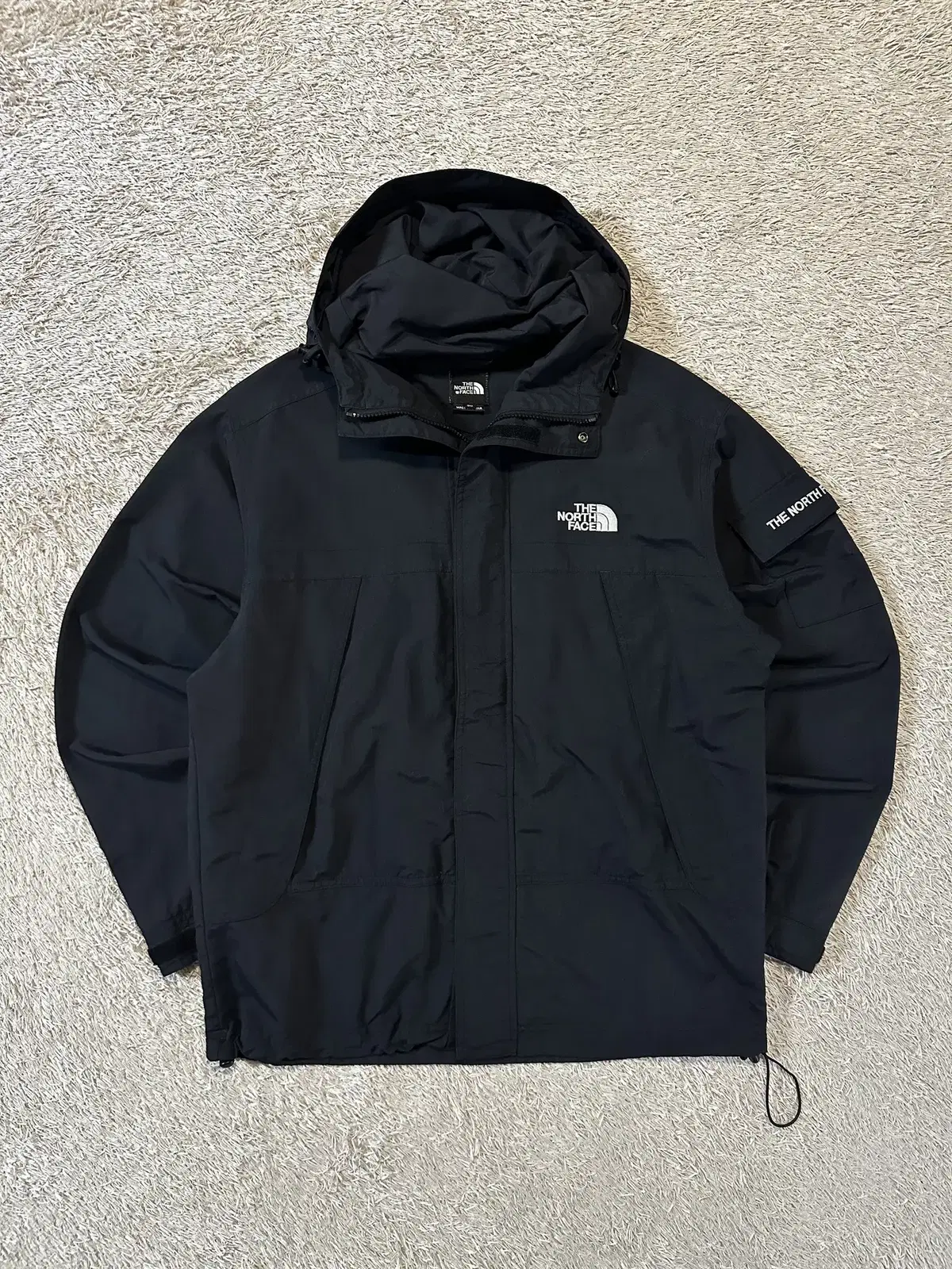 [S] The North Face Sidepocket Logo Nylon Windbreaker Jacket Black