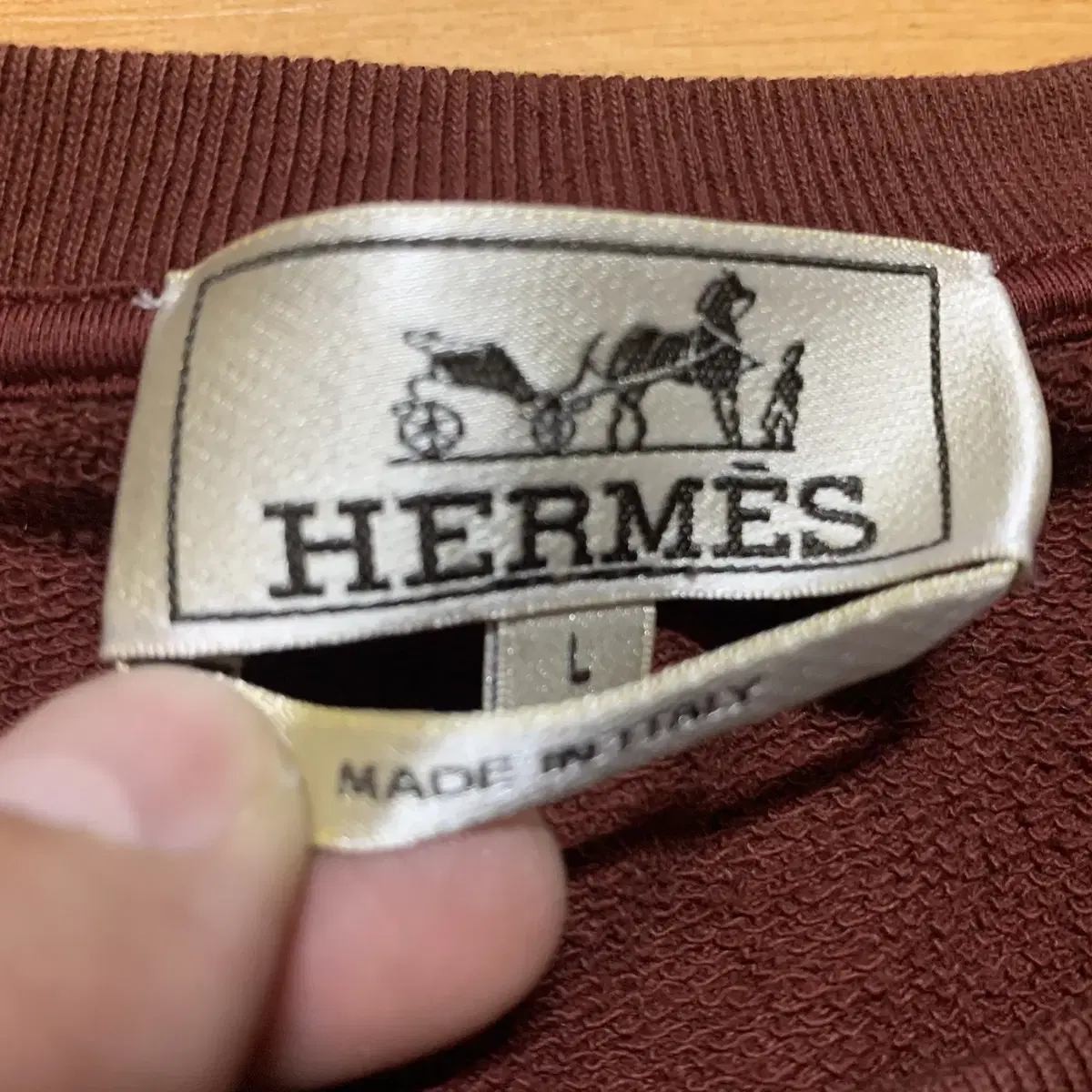 HERMES 에르메스 스웻셔츠(코튼/엘라스틴/디테일-레더)L 사이즈