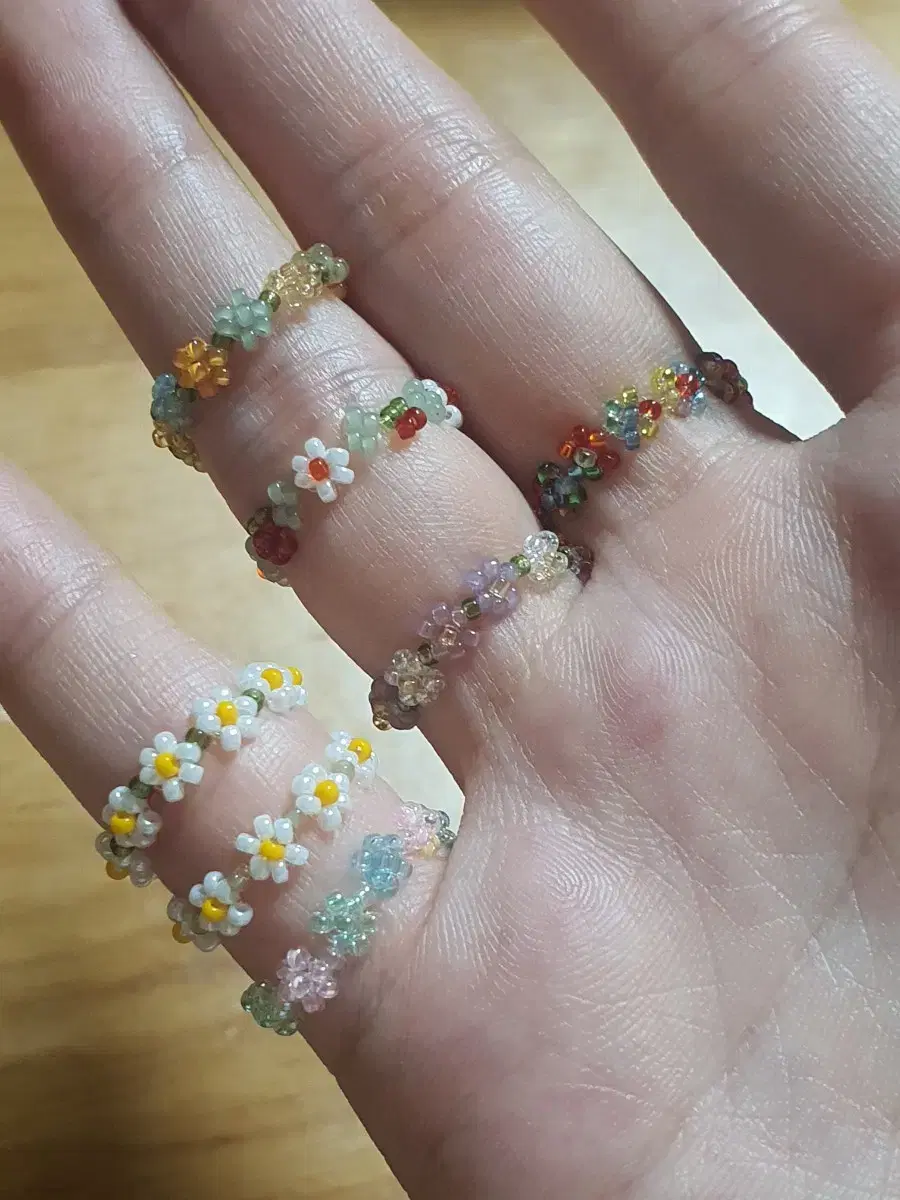 1.5mm 극소비즈 딸기 반지 비즈 꽃반지