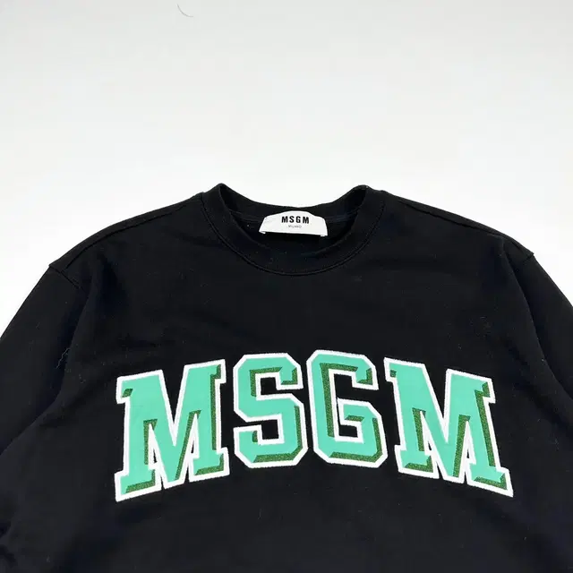 MSGM 그린 패턴 로고 블랙 맨투맨 (실측 M 여성추천)