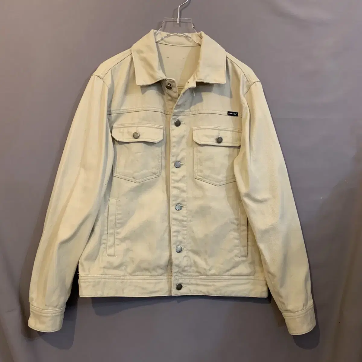 100 L Kangol Casual Beige Denim Tucker Jeans Jacket for sale