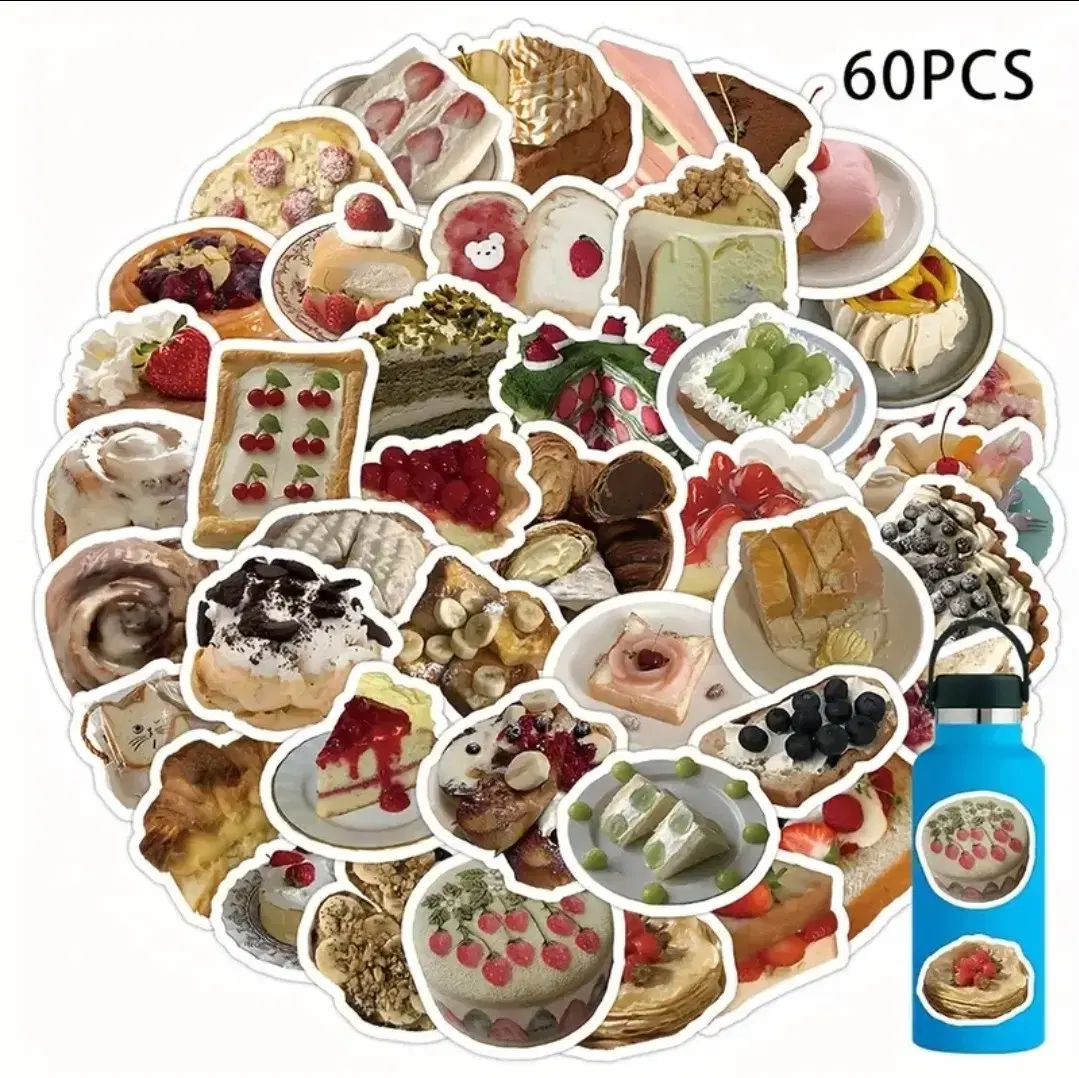 60-Piece Cute Cake Dacquoise.Inclusion.Phrase.Incut.Stickers