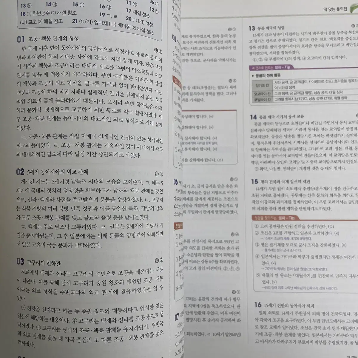 셀파 동아시아사 새책 문제집 내신