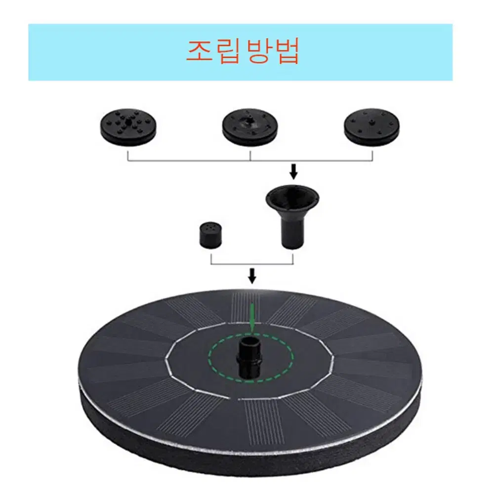 [16cm] 야외 소형 태양광 분수대 / 가정용 실외 태양열 대야 분수