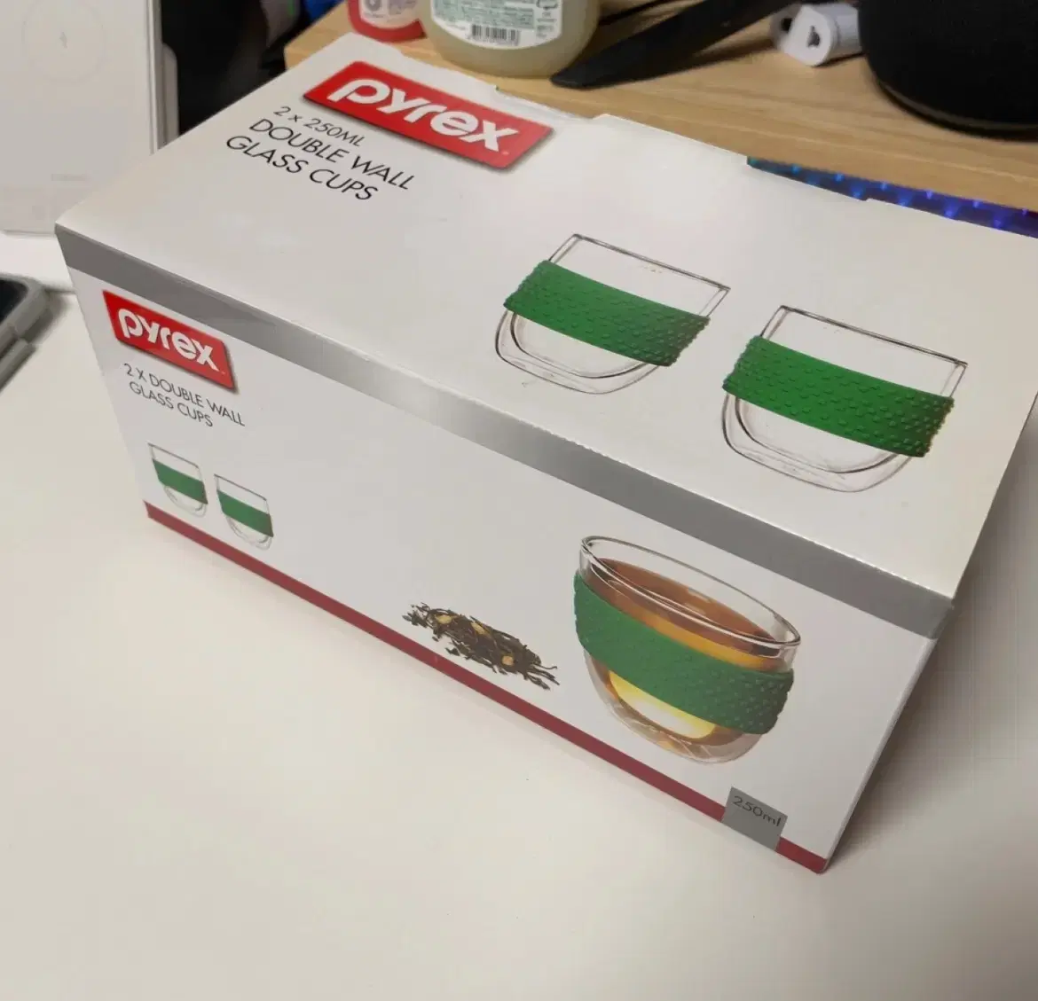 Pyrex 더블월 내열 유리컵 개봉만한 신품!