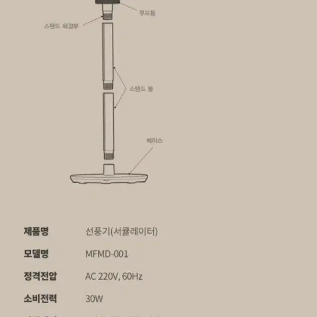 무드등 스탠드 써큘레이터 (새상품, 무료배송)