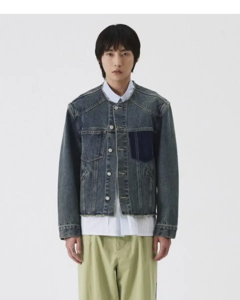 NEW,L) Ampre Denim Tucker Jacket bloo L